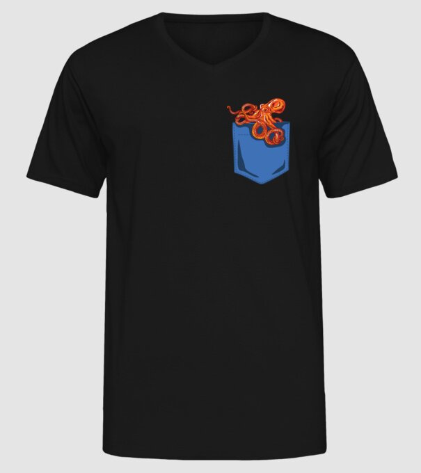 Octopus model negru pe tricou