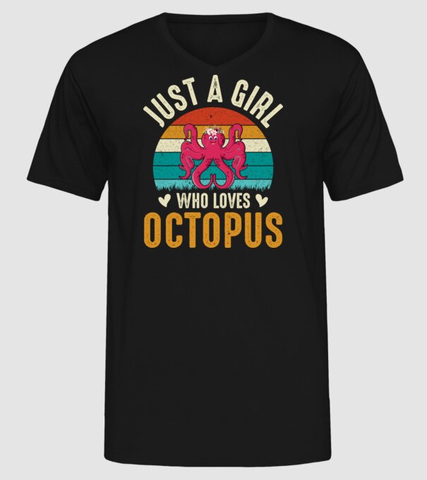 Octopus model negru pe tricou