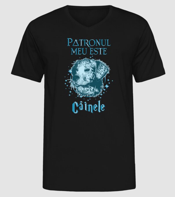 Patronul meu este CÂINELE model negru pe tricou