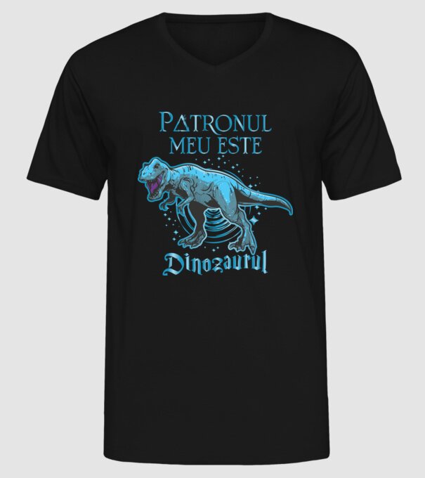 Patronul meu este dinozaurul model negru pe tricou