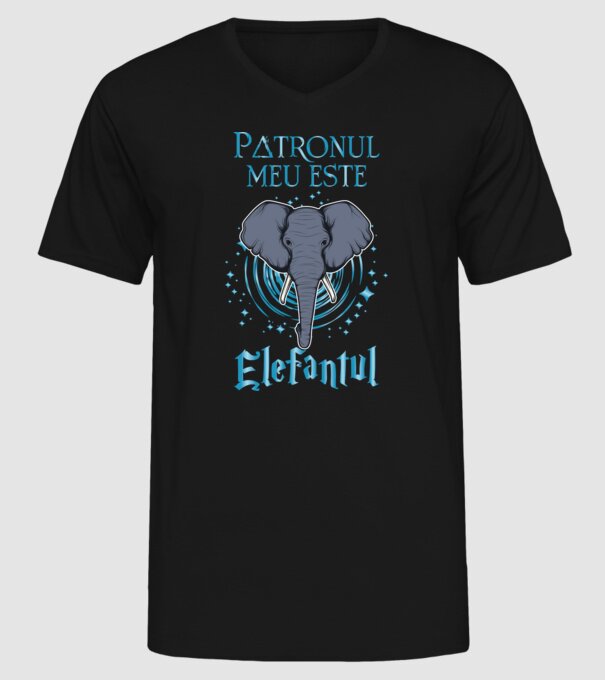 Patronul meu este ELEFANTUL model negru pe tricou