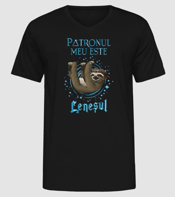 Patronul meu este LENEȘUL model negru pe tricou