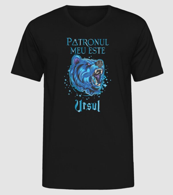 Patronul meu este URSUL model negru pe tricou