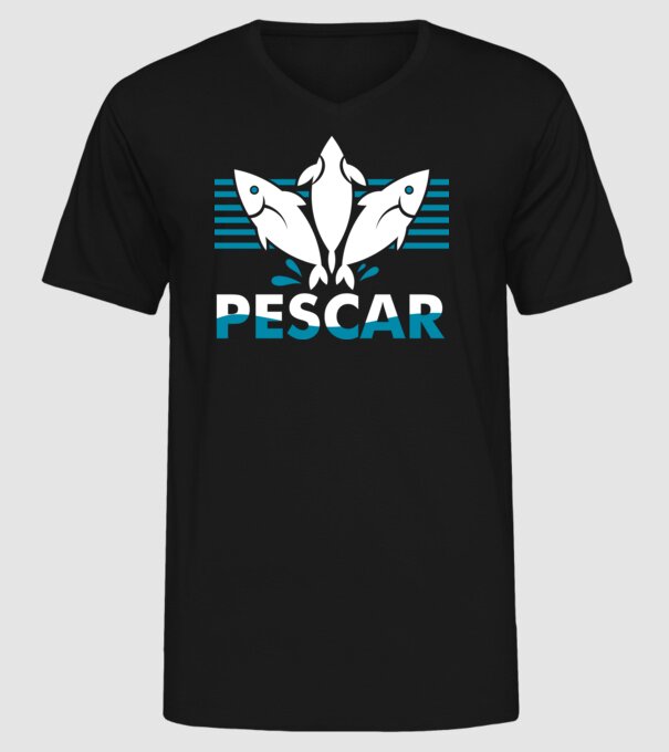 Pescar original model negru pe tricou