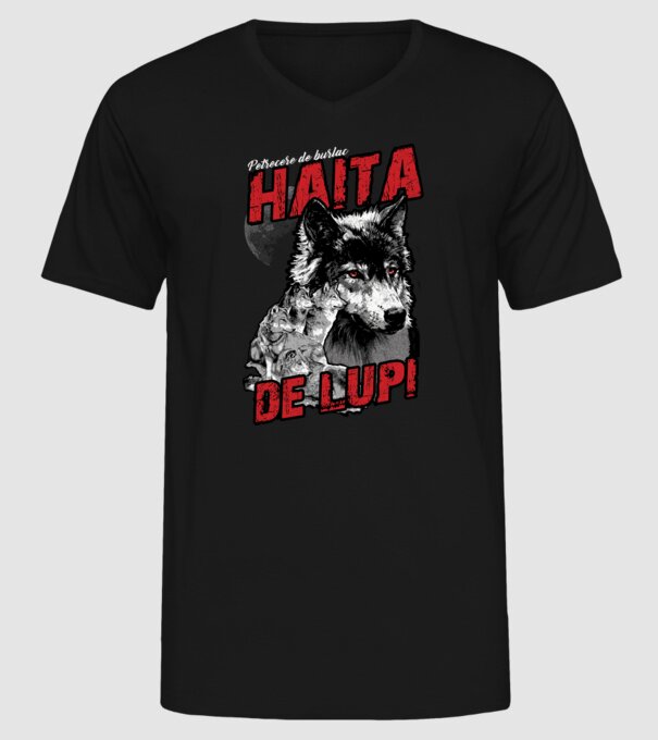 Petrecere de burlac - haită de lupi model negru pe tricou