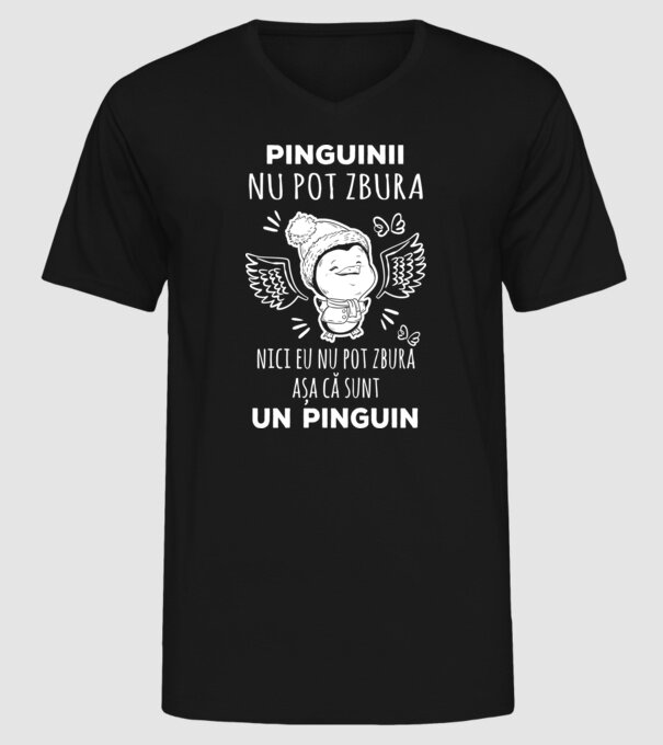 pinguinii nu pot zbura, nici eu nu pot zbura, așa că sunt un pinguin model negru pe tricou