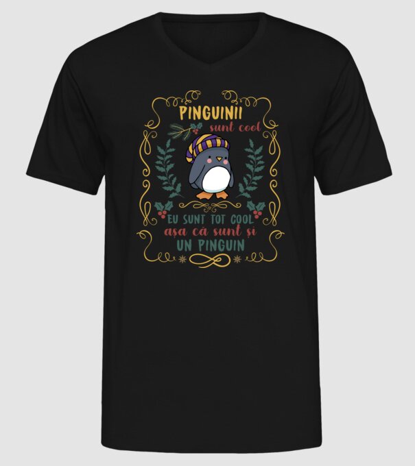 pinguinii sunt cool, eu sunt tot cool așa că sunt și un pinguin model negru pe tricou
