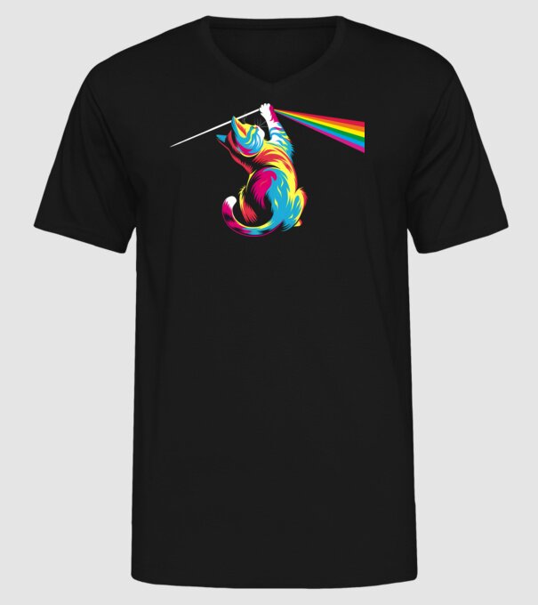 Pisica prismă model negru pe tricou
