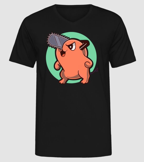Pochita - ChainSawMan model negru pe tricou