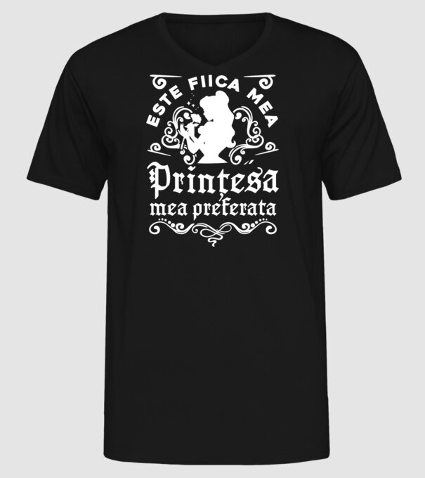 Prințesa mea preferată este fiica mea! model negru pe tricou