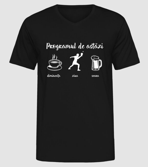programul de astăzi: dimineața, ziua, seara model negru pe tricou