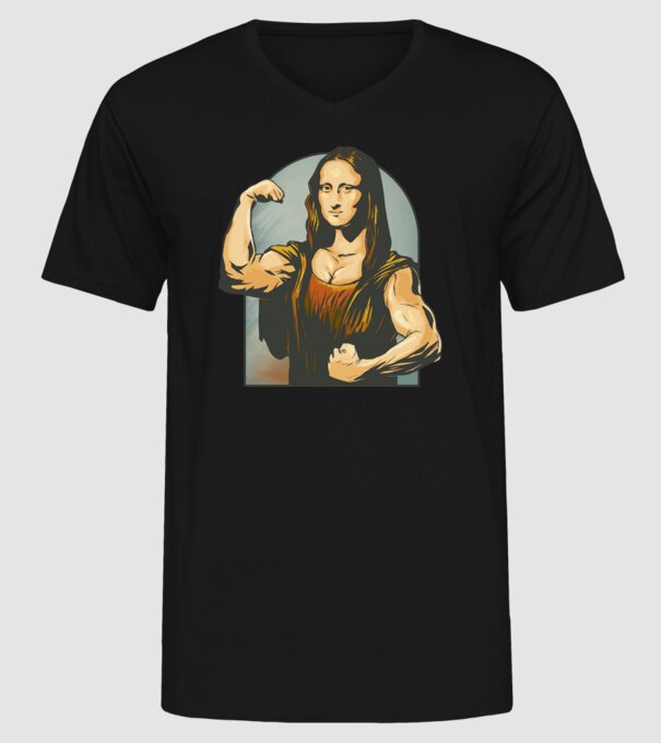 Pumped Mona model negru pe tricou