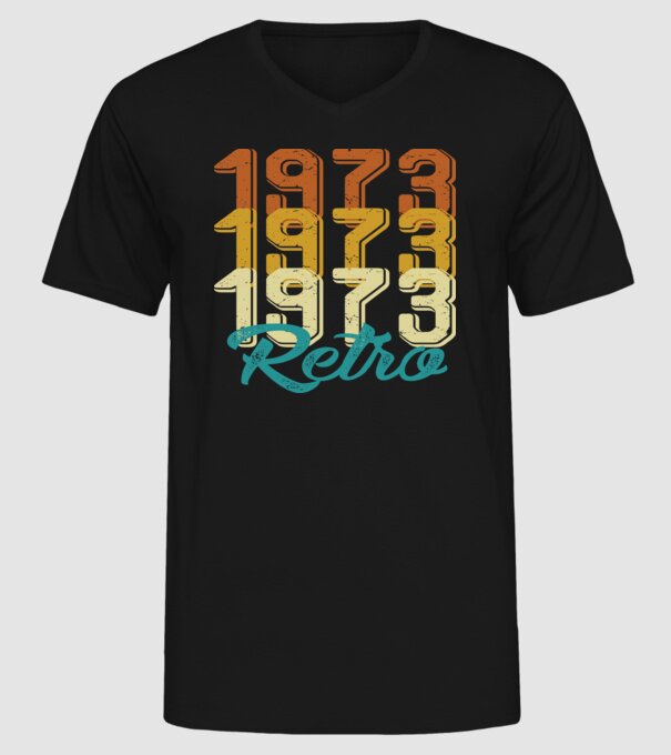 Retro 1973 model negru pe tricou