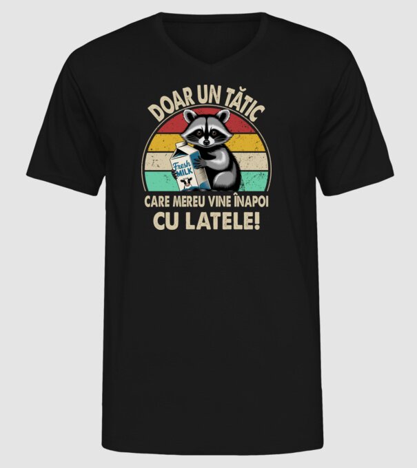 Retro Apa aki visszajött a tejjel RO model negru pe tricou