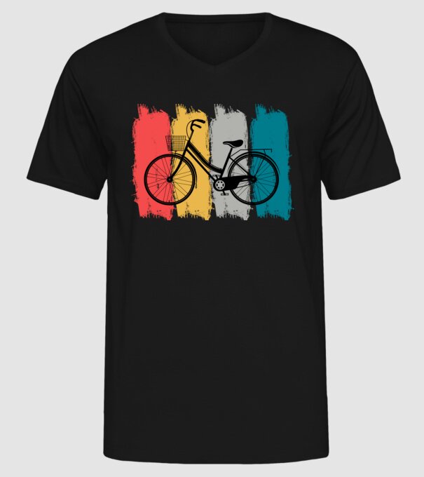 Retro city bike model negru pe tricou