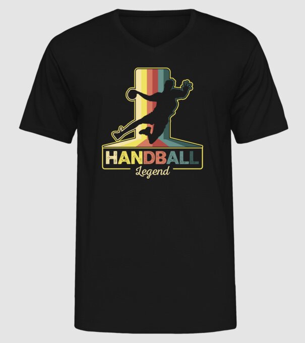 Retro Handball legend model negru pe tricou