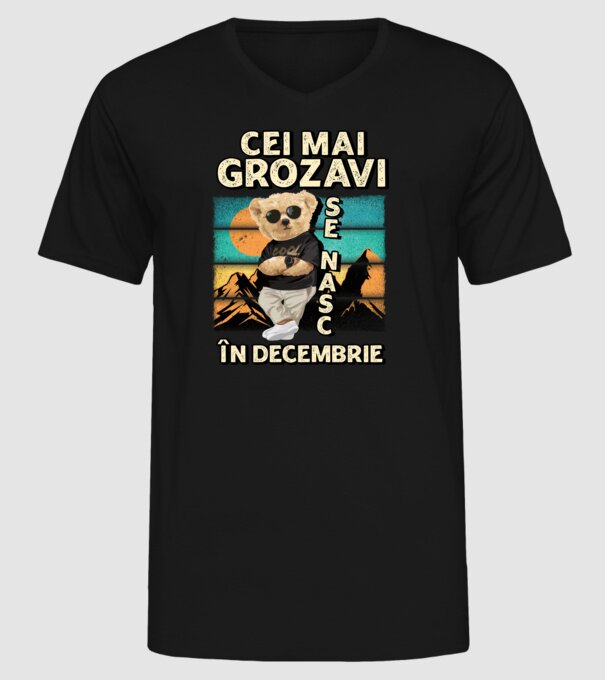 RETRO teddy DECEMBRIE model negru pe tricou