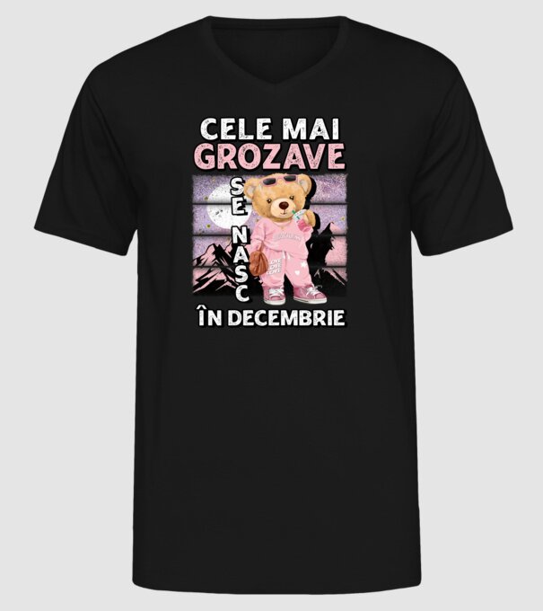 RETRO teddy fetişcană DECEMBRIE model negru pe tricou