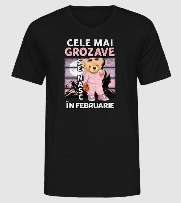 RETRO teddy fetişcană FEBRUARIE model negru pe tricou