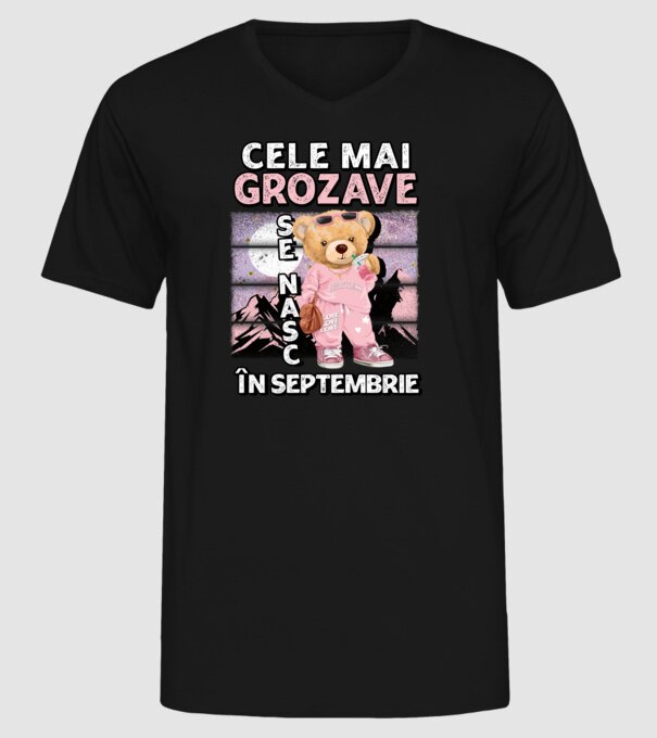 RETRO teddy fetişcană SEPTEMBRIE model negru pe tricou