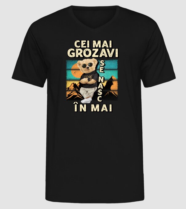 RETRO teddy MAI model negru pe tricou