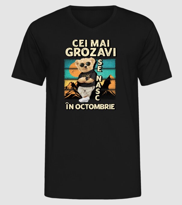 RETRO teddy OCTOMBRIE model negru pe tricou