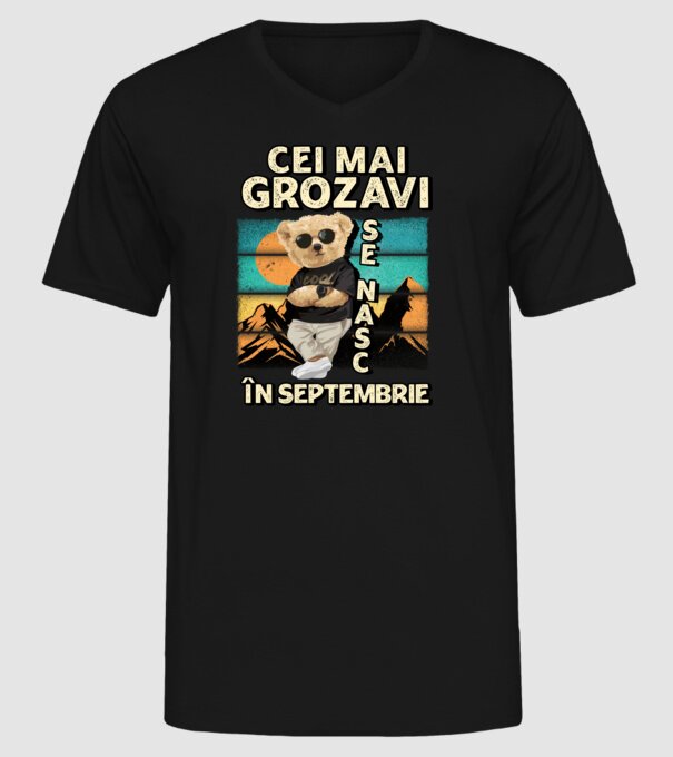 RETRO teddy SEPTEMBRIE model negru pe tricou