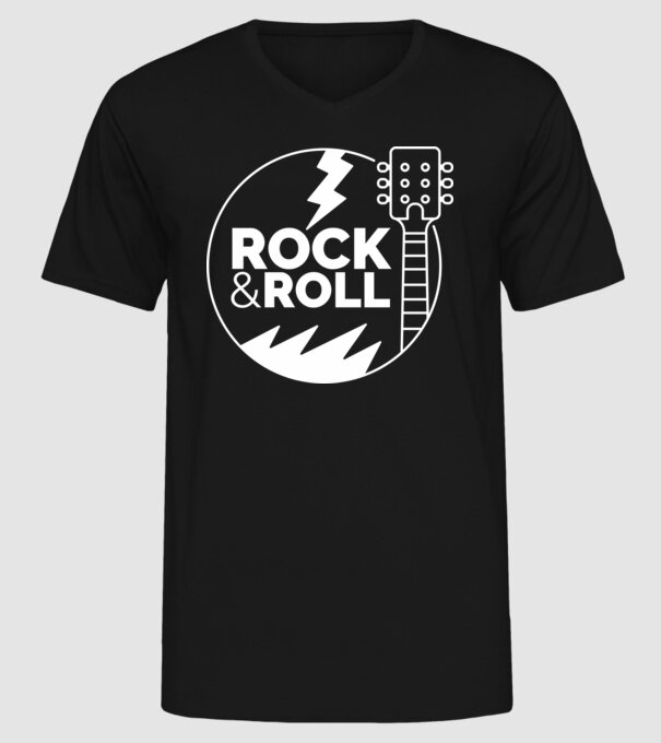 Rock n roll model negru pe tricou