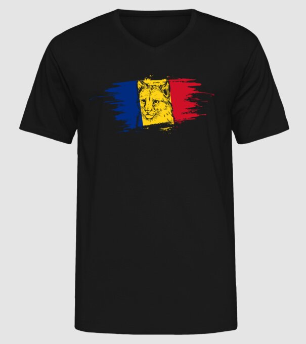 romania eurasian lynx model negru pe tricou