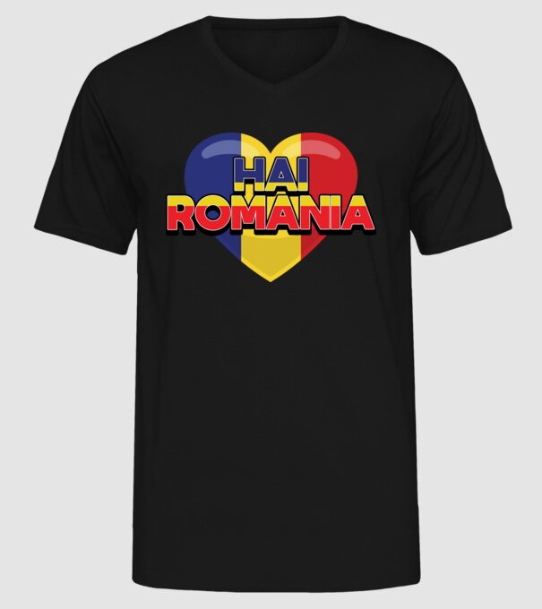 Romania heart model negru pe tricou