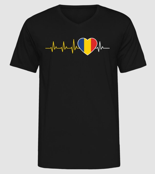 România heartbeat model negru pe tricou