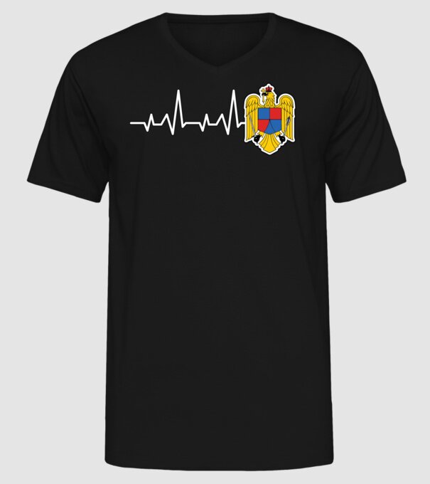 ROMANIA heartbeat model negru pe tricou