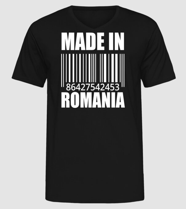 România made in model negru pe tricou