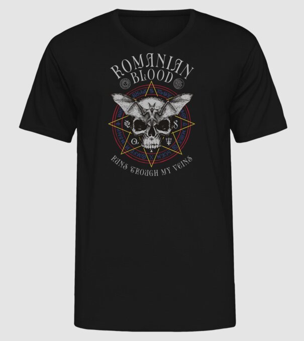 România Romanian Blood model negru pe tricou