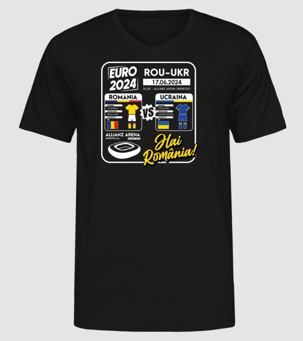 ROU-UKR euro 2024 calendar model negru pe tricou
