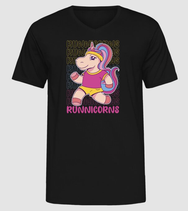 Runnicorns model negru pe tricou