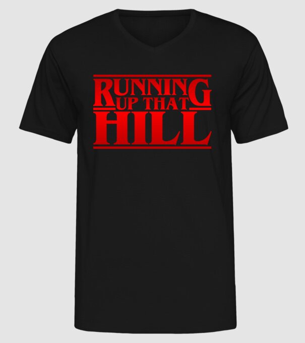 running up that hill model negru pe tricou