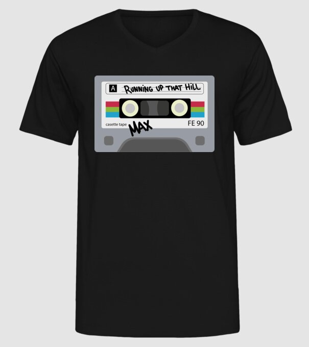 running up that hill casette model negru pe tricou