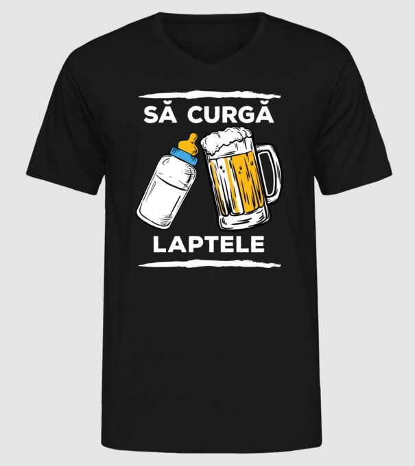 să curgă laptele! model negru pe tricou