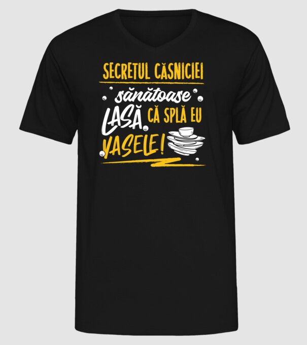 Secretul căsniciei sănătoase model negru pe tricou