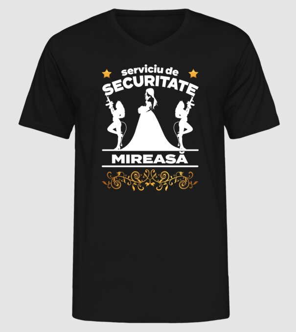 serviciu de securitate mireasă model negru pe tricou