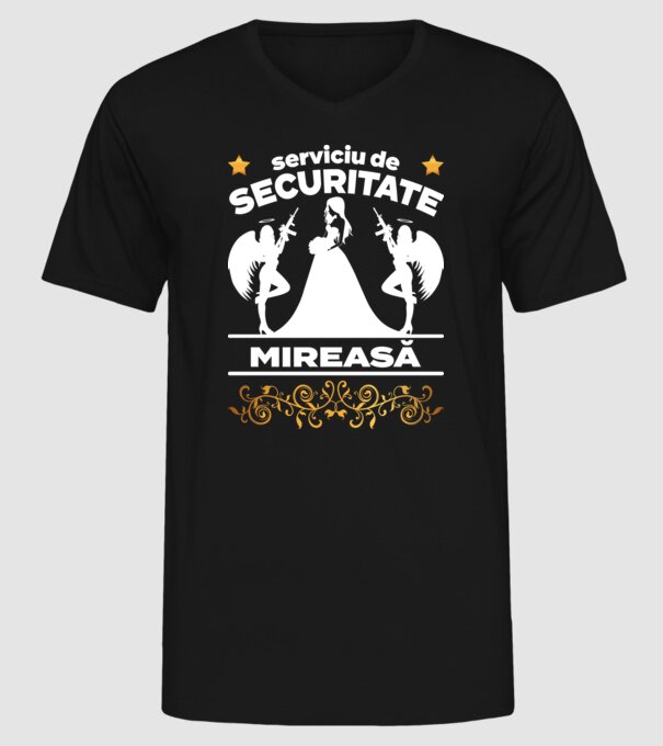 serviciu de securitate mireasă model negru pe tricou