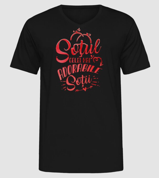 Soțul celei mai adorabile soții model negru pe tricou
