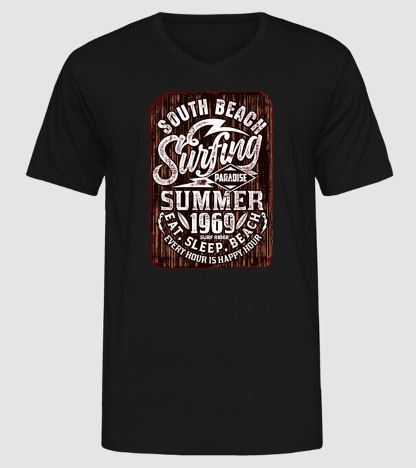 South Beach model negru pe tricou