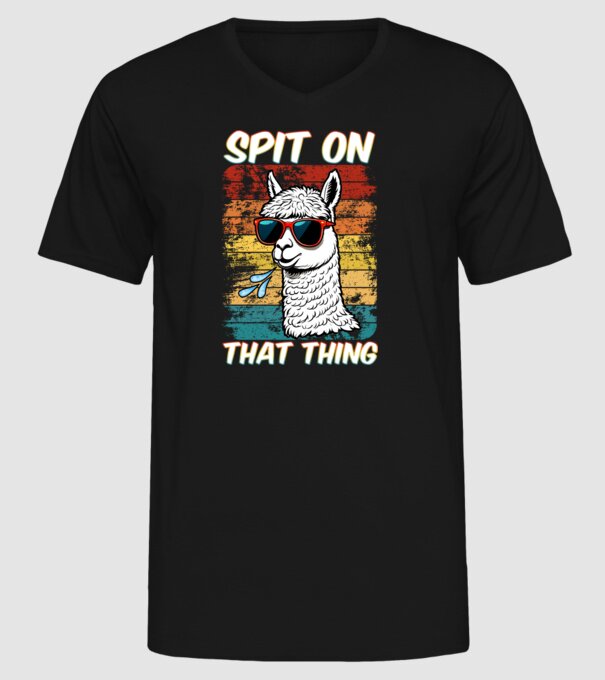 Spit on that thing llama rainbow Hawk Tuah model negru pe tricou