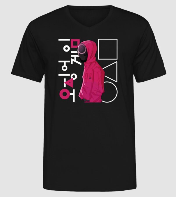 squd game guard model negru pe tricou