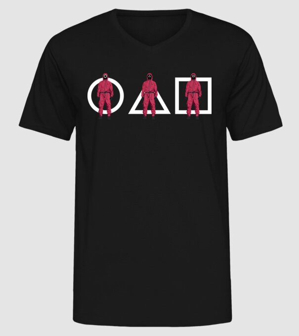 squid game characters model negru pe tricou