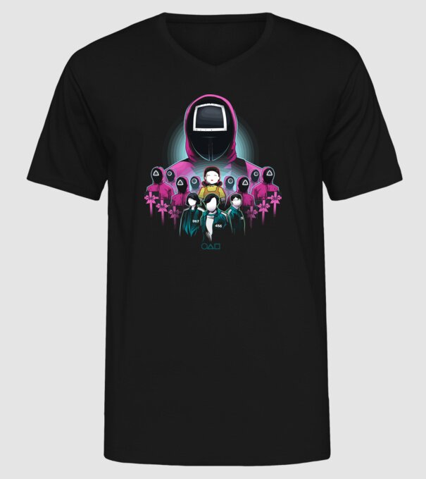 squid game crew model negru pe tricou