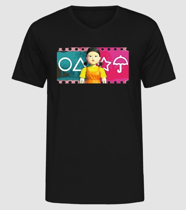 squid game drawing model negru pe tricou