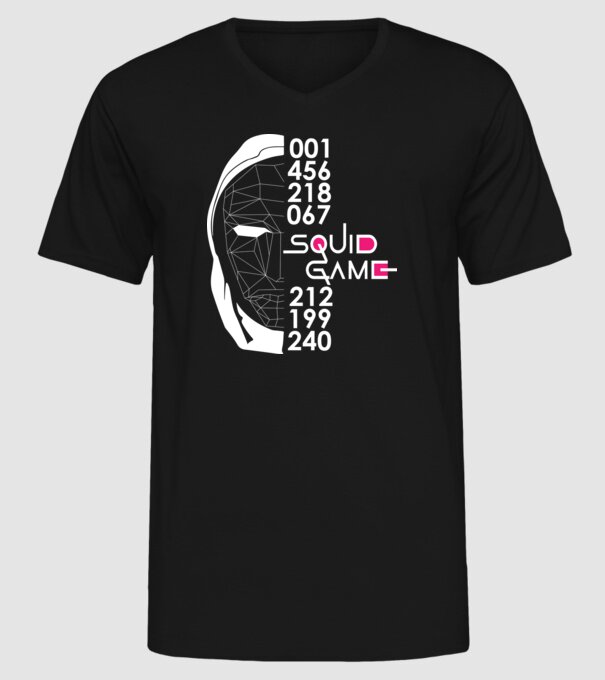 squid game numbers model negru pe tricou